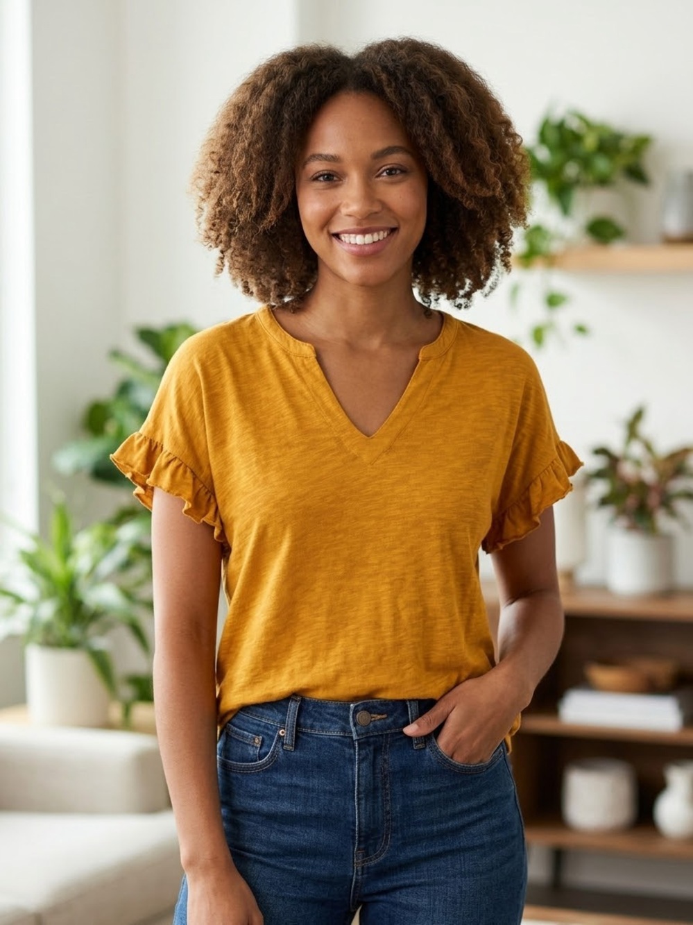 Anthropologie Pilcro ruffled sleeve top size XS